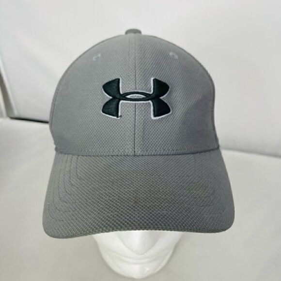 Under Armour Youth Fitted Hat Sm / Md Gray Golf Big Logo Stretch Flexfit Good co - Picture 1 of 7